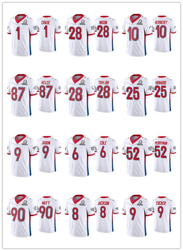 

CUSTOM Patrick Mahomes Ja'Marr Chase Joe Mixon Justin Tucker T.J. Watt 87 Travis Kelce Lamar Jackson 2022 MEN WOMEN YOUTH AFC Pro Bowl, Black;red