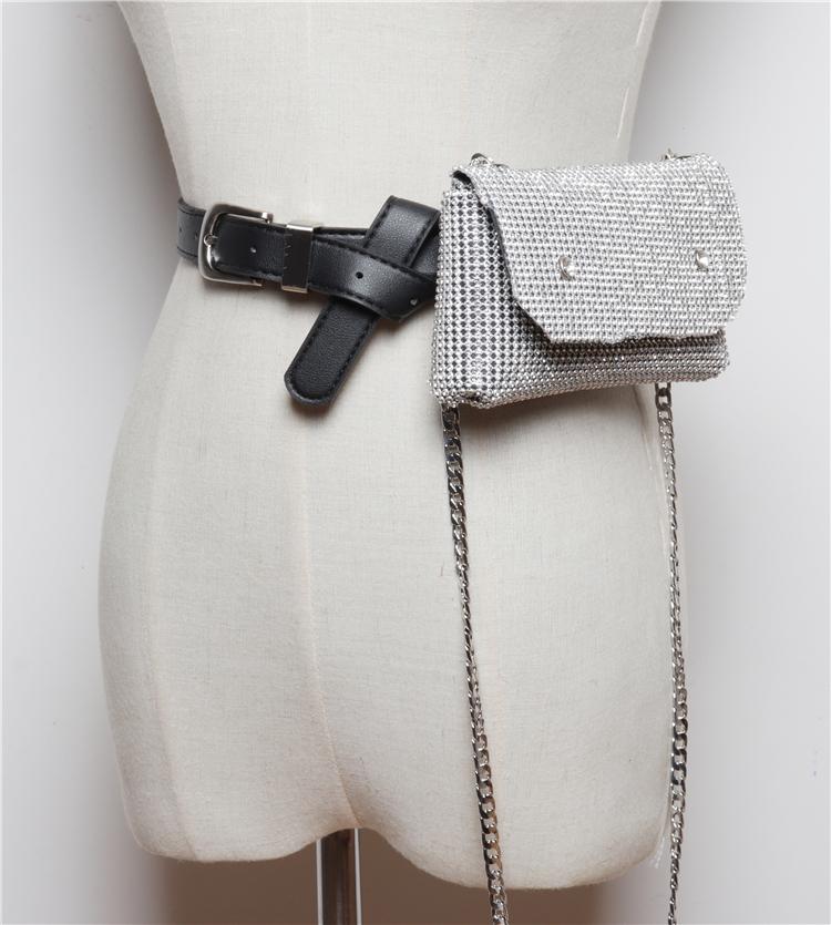 

2021 New Style Ins Street Shooting Wild Removable Small Waist Bag Belt Bag Mobile Phone Chest Fashion Cool Woman, Sky blue