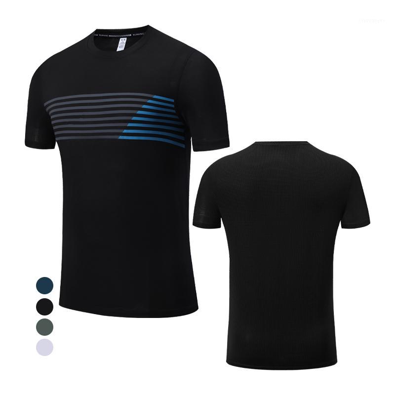 

Sport Shirts New Breathable Top Elastic Fitness Quick Dry Short Sleeves Striped Men Fashion Training 2020 Running Tees1, White
