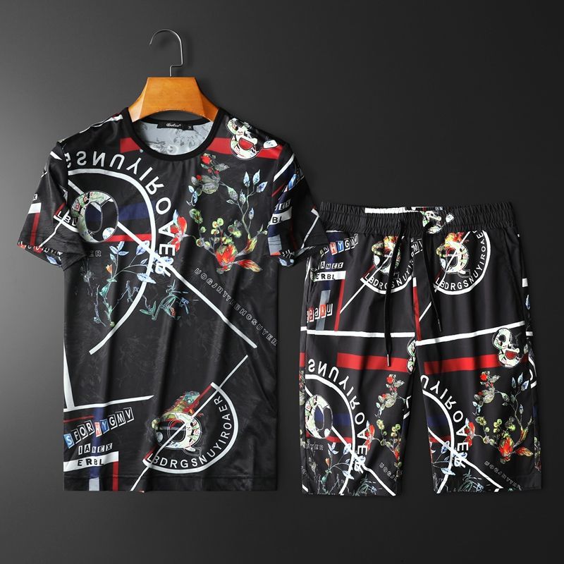 

Custom Summer Impression Men Male Fashion Manga Short t Shirt Suit Black White Parts 5nwx