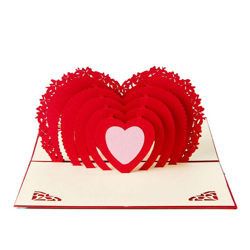 

3D Up Card Heart to Heart Anniversary Valentine Birthday Thank You Christmas 57BB