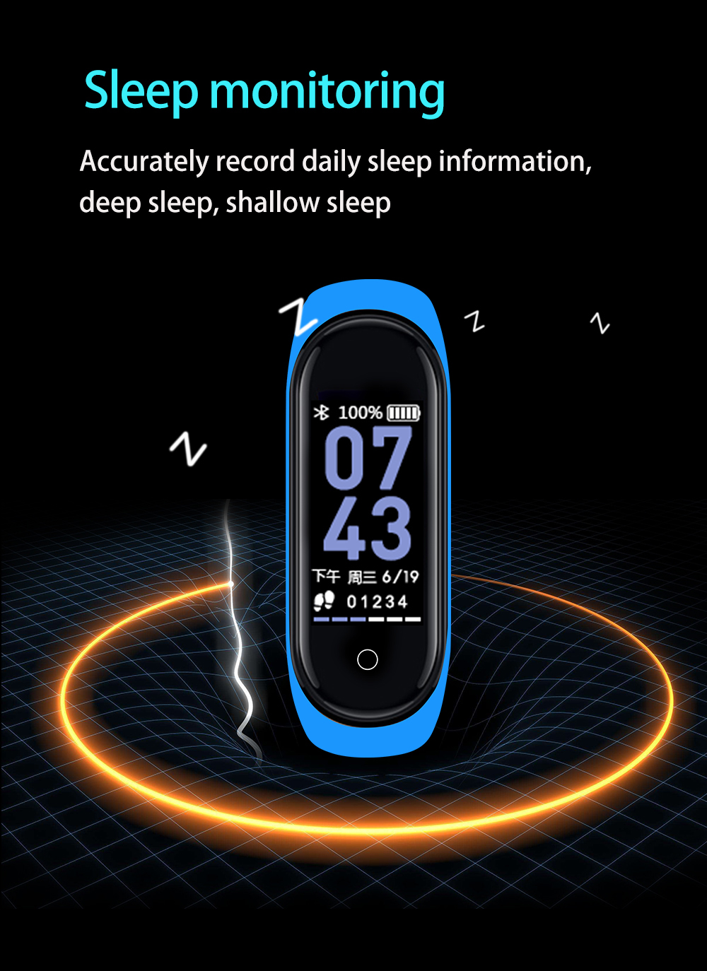 

Mosmart MSM004 Smart Bracelet For Screen Fitness Tracker Pedometer Watch Counter Heart Rate Blood Pressure Monitor Smart Color Wristband