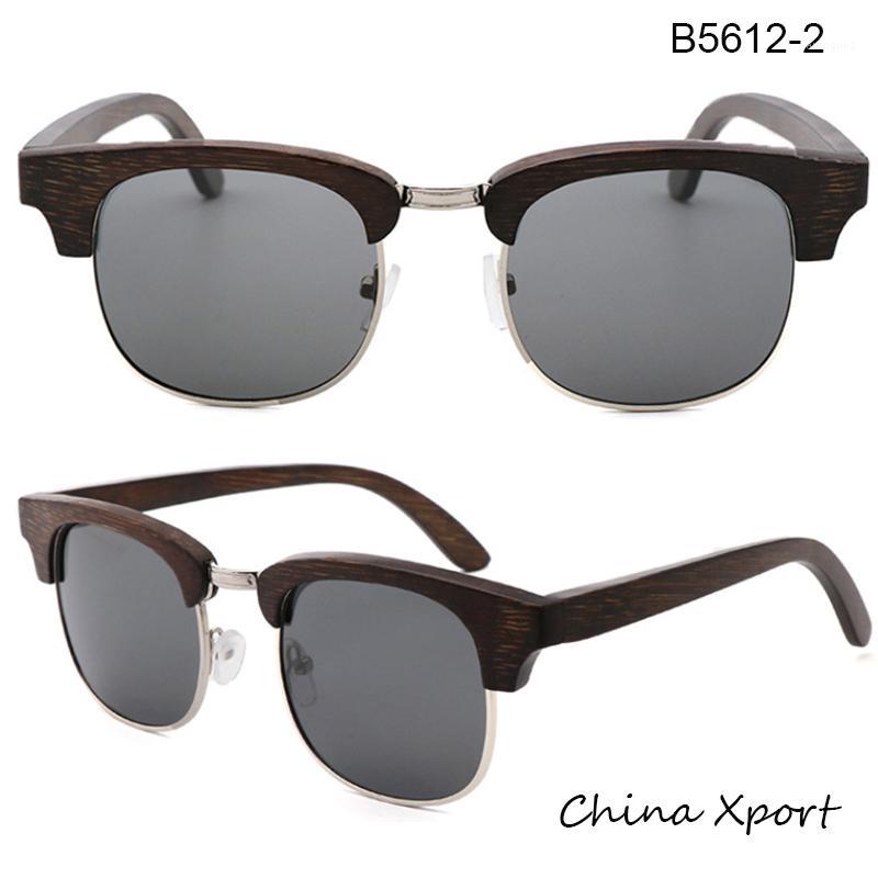 

Sunglasses Metal Bridge Brown Bamboo Half Frame High Quality 2021 Unisex Selling With Polarized UV400 Lens1