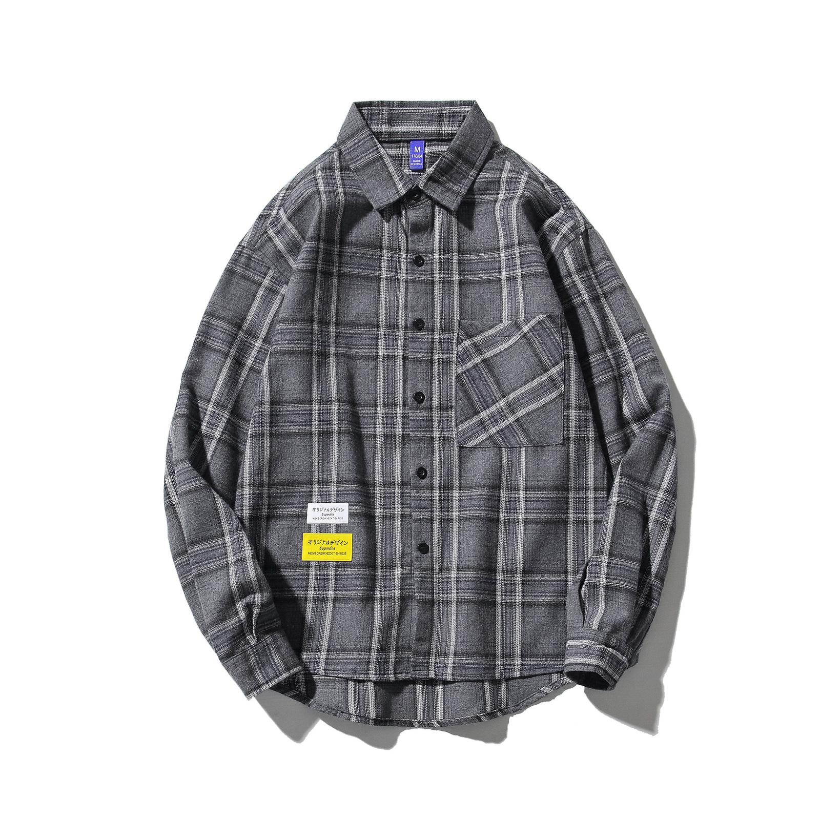 

Brand 2021 Spring Autumn Long Sleeves New Flannel Collar Korea Style Shirt for Men's Plaid Harajuku Clothing Ue8o, C773 b