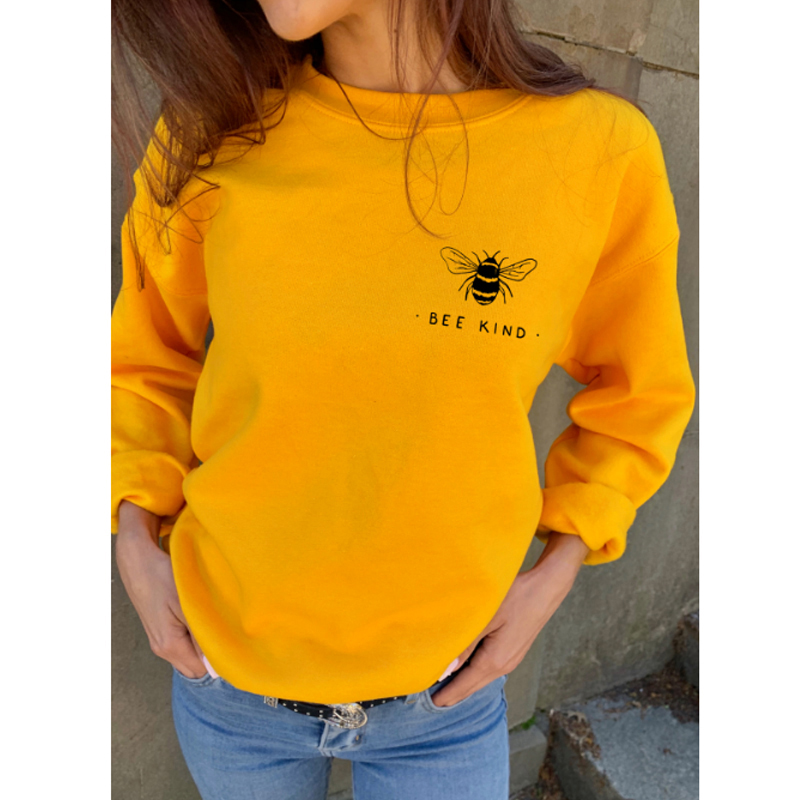 

Februaryfrost Autumn Bee Kind Sweatshirts Unisex Women Crewneck Inspiring Religious Christian Hoodies Vintage Long Sleeve Graphic Pullover, Yellow