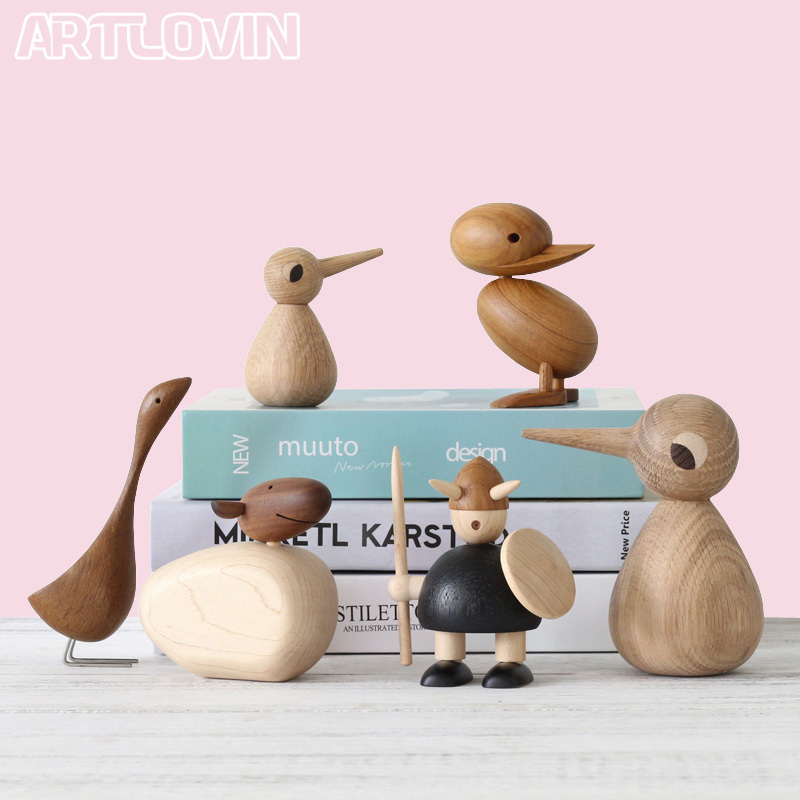 

Nordic Wooden Owl Animal Statue Ornaments Bird/Duck/Goose Fashion Home & Living Room Decorations Wood Figure Gifts On Big Sale T200710