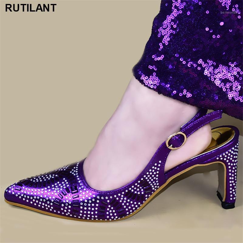 

African Special Materials High Heels 8.5 CM Hot Selling Italian Style Slingbacks African Women Slippers Nigerian Party Pumps1, Blue
