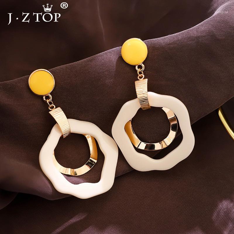 

Dangle & Chandelier Jztop Ladies Cute Acrylic Round Drop Earrings Women Irregular Geometric Fashion Metal Earring Accesorios Mujer1