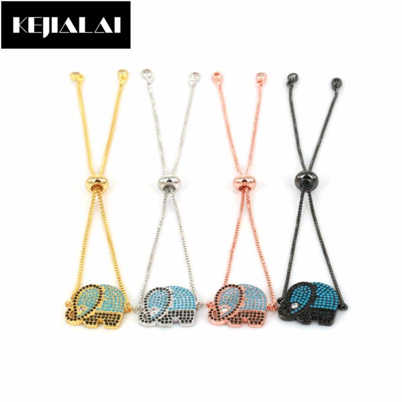 

Elephant Animal Bracelet for Women Girls Cute Elephant Charm Pave with Blue Zirconia Adjustable Gold Color Chain Luxury Style
