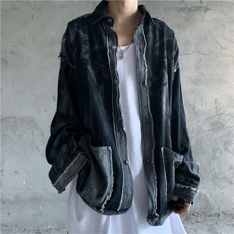 

2021 New Vintage Winter Denim Men's Jacket High Street Dark Washing Streetwear Black Gray Chaquette Retailers Jacken Oglv