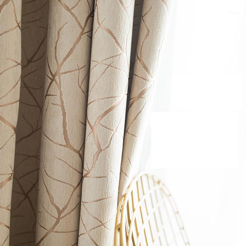 

Custom curtains luxury simple Nordic Chenille deometric thick livingroom Window shading cloth blackout curtain drapes M4131