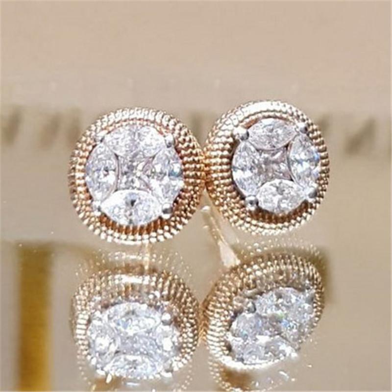 

VAGZEB 2021 Fashion Luxury Silver Color Small Round Zircon Stud Earrings for Women Christmas gift Korean Jewelry