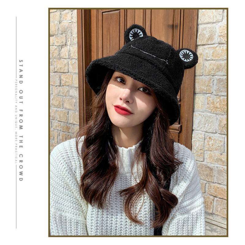 

2020 Korean Women's Autumn And Winter New Retro Warm Basin Hat All-match Fashion Cat Ear Lamb Velvet Bucket Hat Fisherman, 01