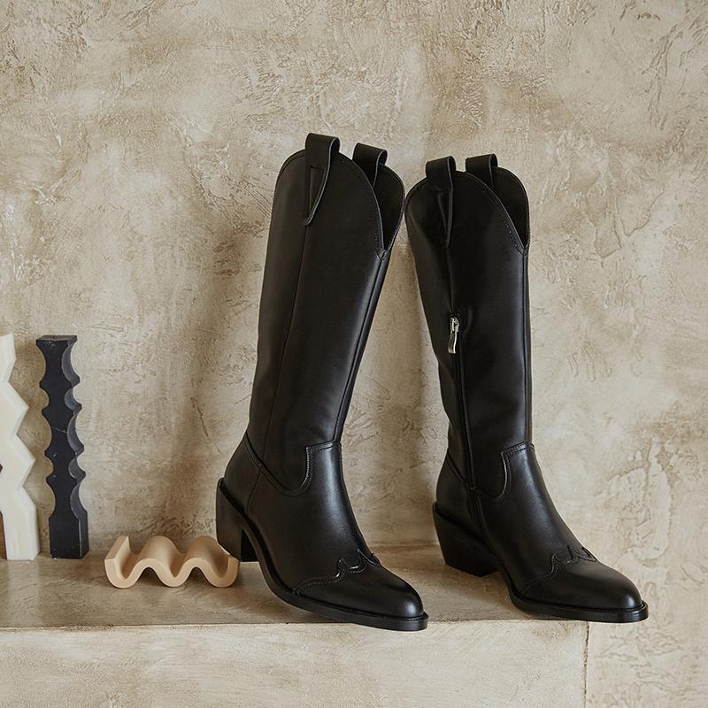 

New winter Mid-Calf boots Genuine leather Women boots Knight Motorcycle boot warm cowhide outdoor snow Women, Beige