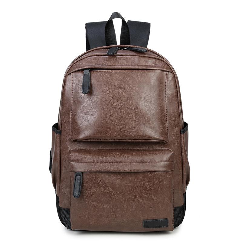 

New Bagpack Men Women Backpack PU Leather Vintage Unisex Backpacks Travel Bolsas Teenage Girls Boys College Students School Bag, A black