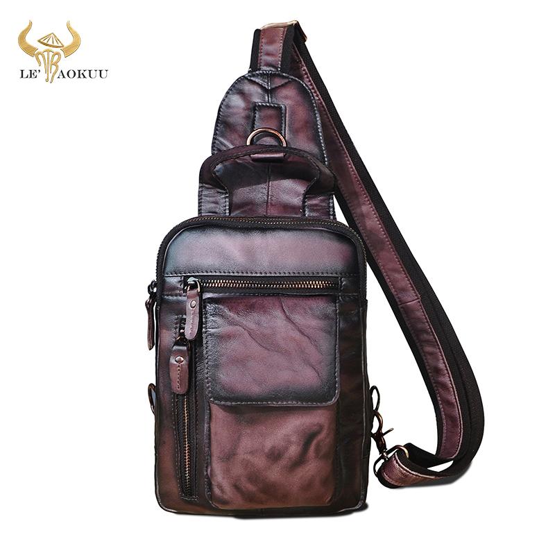 

Men Male Bag Casual Fashion Leather Triangle Chest Sling Strap Design 8" Daypack One B574 Travel Bag Tablet Original Shoulder Nqkdk