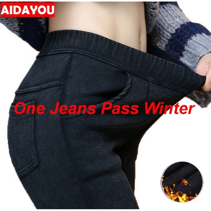 

Womens Plus Size Jeans Winter Butt Lift Super Comfy Stretch Denim Jeans Thicking Fleece Lined Very Warm 5XL 6XL ouc595 Y200417, Black(fleece thick)