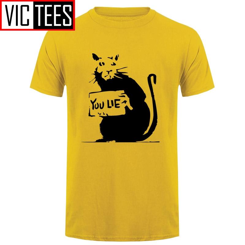 

Men's T-Shirts Men Banksy Rat You Lie T-Shirt - Graffiti Urban Political Offensive Inc XL 2XL Shirt Print T Brand Clothing, White;black