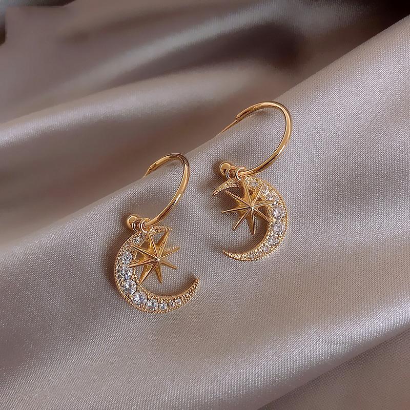 

Star Moon Earrings 2021 Trend Metal Earrings Women Jewelry Student Daily Personality Unusual Party Drop