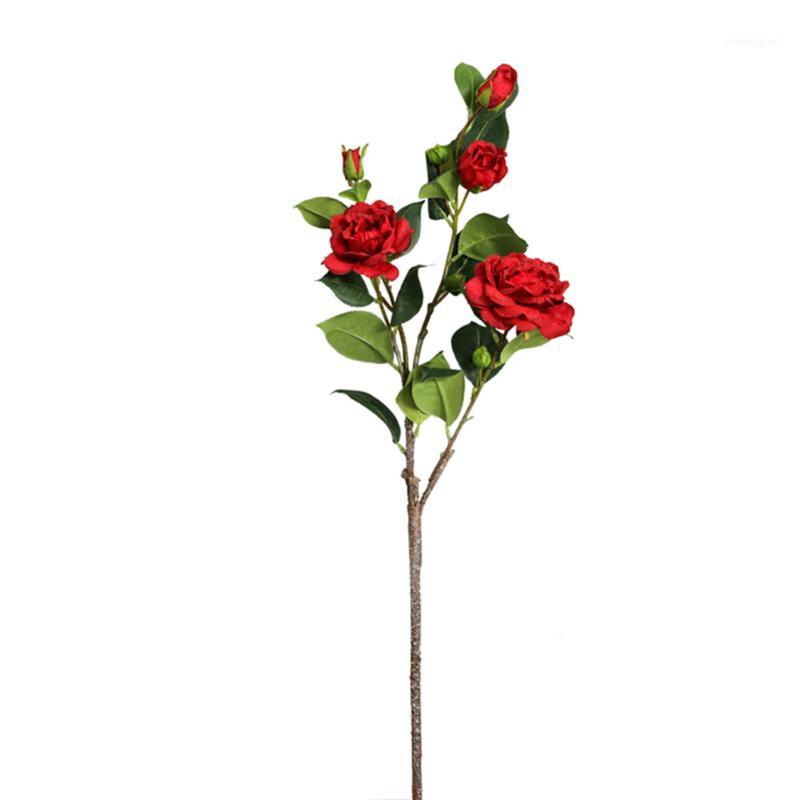 

Desktop Home Decor Festive Simulated Camellia Artificial Camellia Artificial Flower 76cm Coffee House Gift Wedding Decoration1, Red