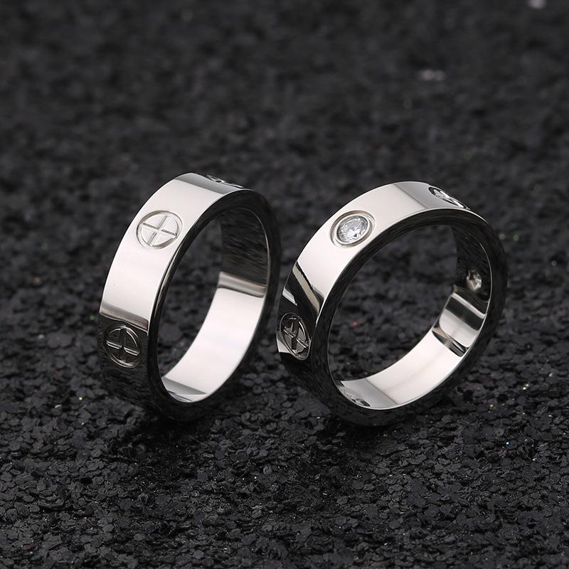 

Fashion Stainless Steel Ring For Woman Girl Couple Cross Ring With Stone Crystal For Wedding