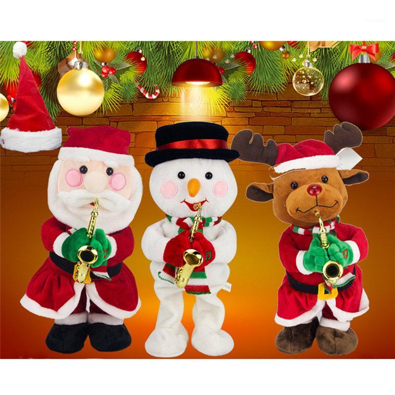 

Creative Christmas Electric Santa Claus Dancing Musical Instrument Elk Tree Snowman Play Sax Plush Doll For Kids Gift U31