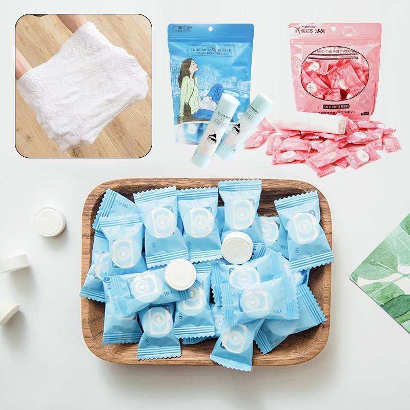 

Cotton 50 Pcs Compressed Towel Disposable Towel Durable Travel 100Pcs/Lot Mini Portable White Outdoor Health Face Care1, As pic