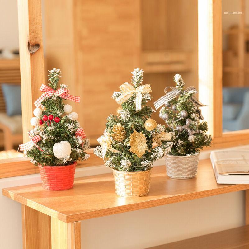 

25cm Mini Christmas Tree Desktop Ornament Festival Holiday Xmas Decorative Office Party Decor1