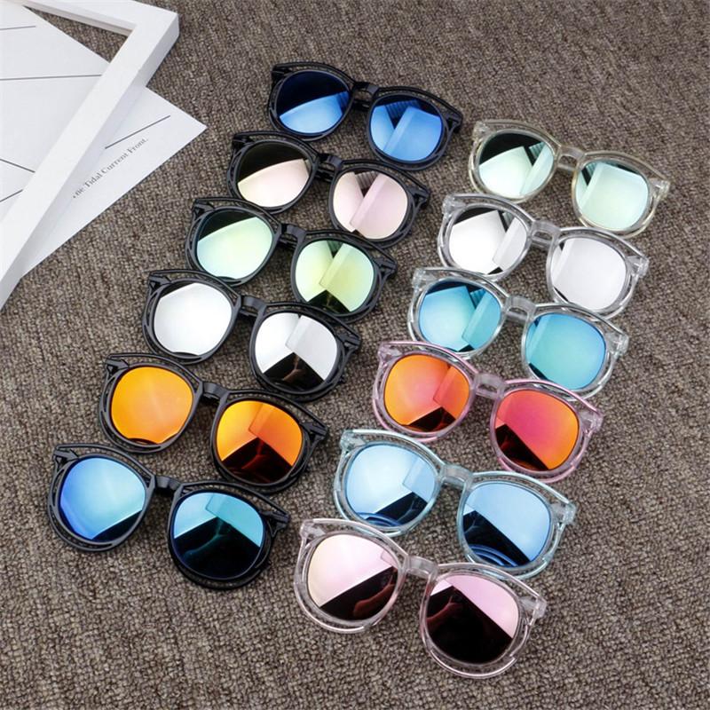 

Sunglasses Iboode Mirror Lens Reflective Children Kids Sun Glasses Boys Girls Transparent Frame Fashion Trend UV Protection