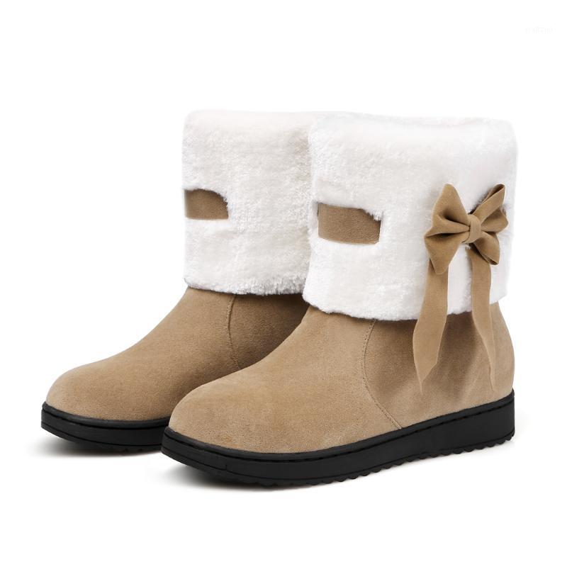 

Sweet style winter snow boots for mother and daughter Comfortable plush slip on women ankle boots Soft soled non slip girl1, Black
