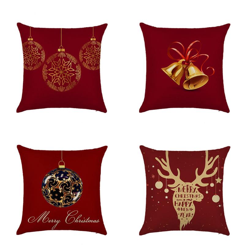 

4pc Of Christmas Elk Pillowcase Decorative Sofa Cushion Cover 45x45cm Decorative Cushions Pillowcase Christmas Pillow Cover A3