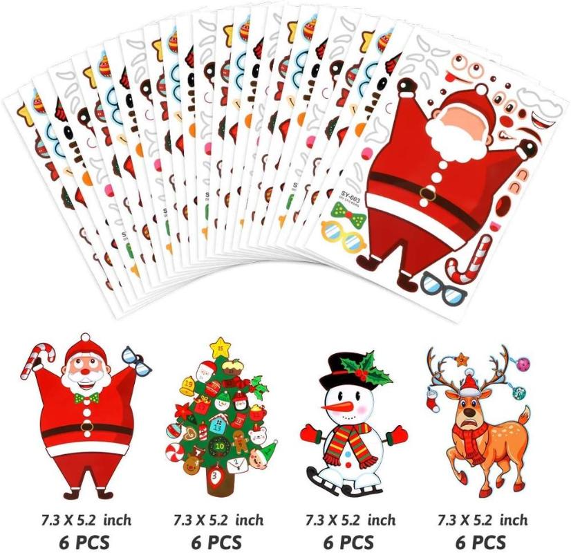 

Christmas Stickers - Make A Snowman/Christmas Tree/Santa Claus/ Reindeer Christmas Stickers,Christmas Party Games Favors & Decor