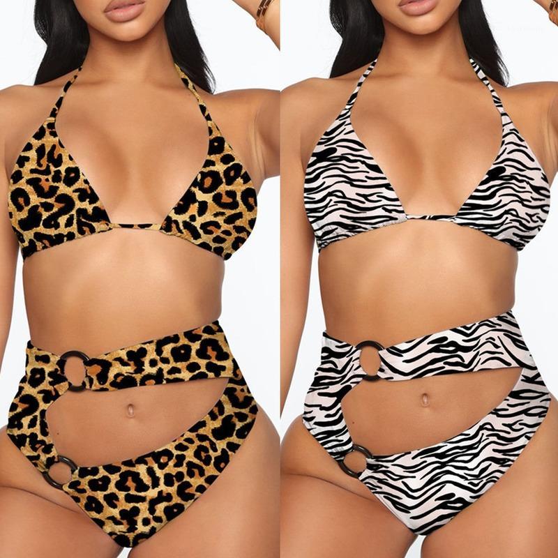 

2020 New Sexy Leopard print Zebra pattern Swimwear Swimsuit Women Hollow out Female Bather Bathing Suit Swim Wear waist Band1