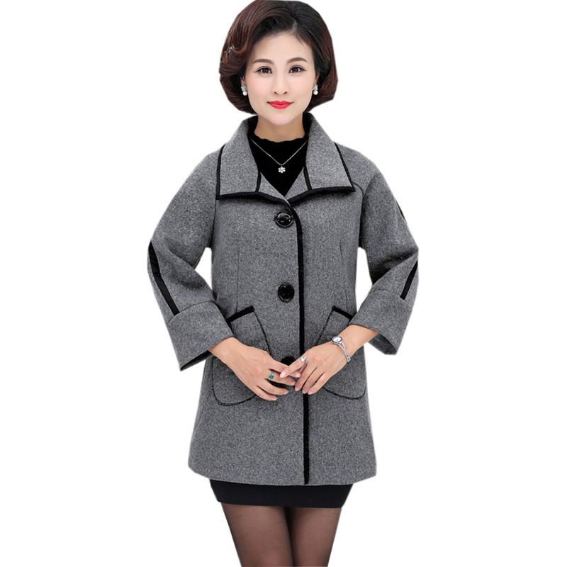 

2020 New Women Woolen Coats Tops Single Breasted Slim Warm Jackets Autumn Winter Woolen Blends Coats Outwear FP1555, Gray