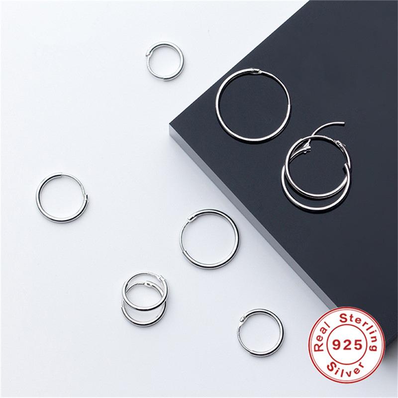 

CANNER 1 Pair Small Hoop Earrings 925 Sterling Silver Circle Round Hoop Earrings for Women Men Ear Ring Ear Bone Buckle Jewelry