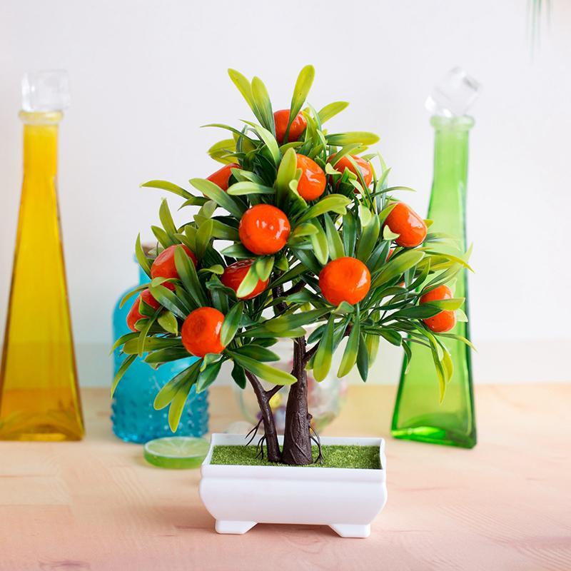 

Small Orange Tree Bonsai Artificial Flower Office Decoration Furniture Bonsai Set Artificial Plants Outdoor Decor1, Red