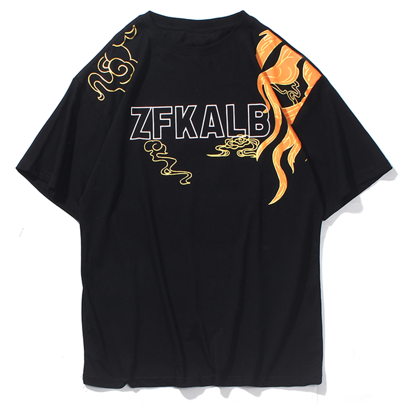 

2021 New Aelfric Eden Spring Hiphop Streetwear Short Sleeve Orange Phoenix Print Oversize t Shirt Men Fashionable Loose Couple 4bp9, White