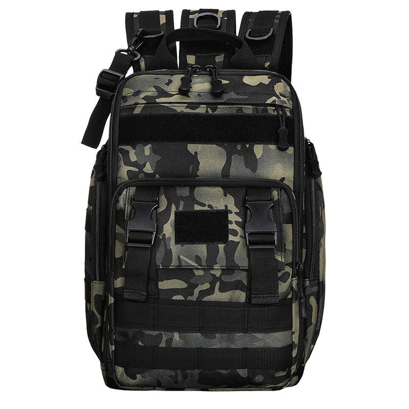 

Outdoor Tactical Shoulder Bag for Men Molle Travel Fishing Backpack 600D Large Multi-functional Camoflage Hiking Hunting Bag, Black