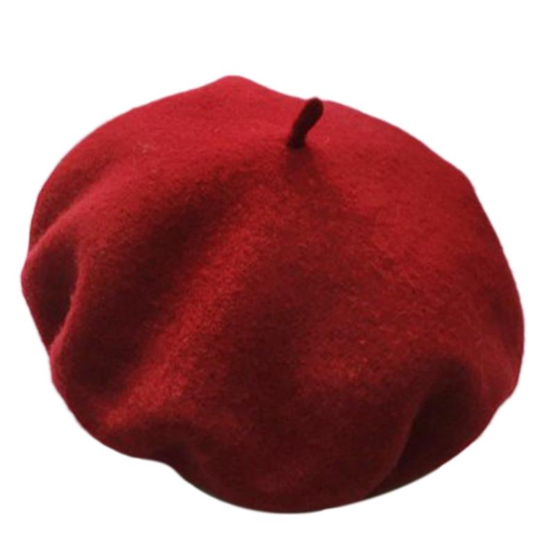 

Women Winter Warm Faux Wool Elastic Beret Hat Simple Solid Color Retro Classic French Artist Painter Elegant Beanie Cap, Beige