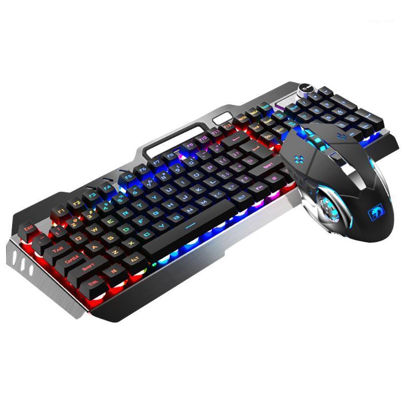 

Gaming Keyboard Mouse Set Metal Mechanical Feel USB Wired Keyboard Ergonomic RGB Backlight Computer Mice Combo1