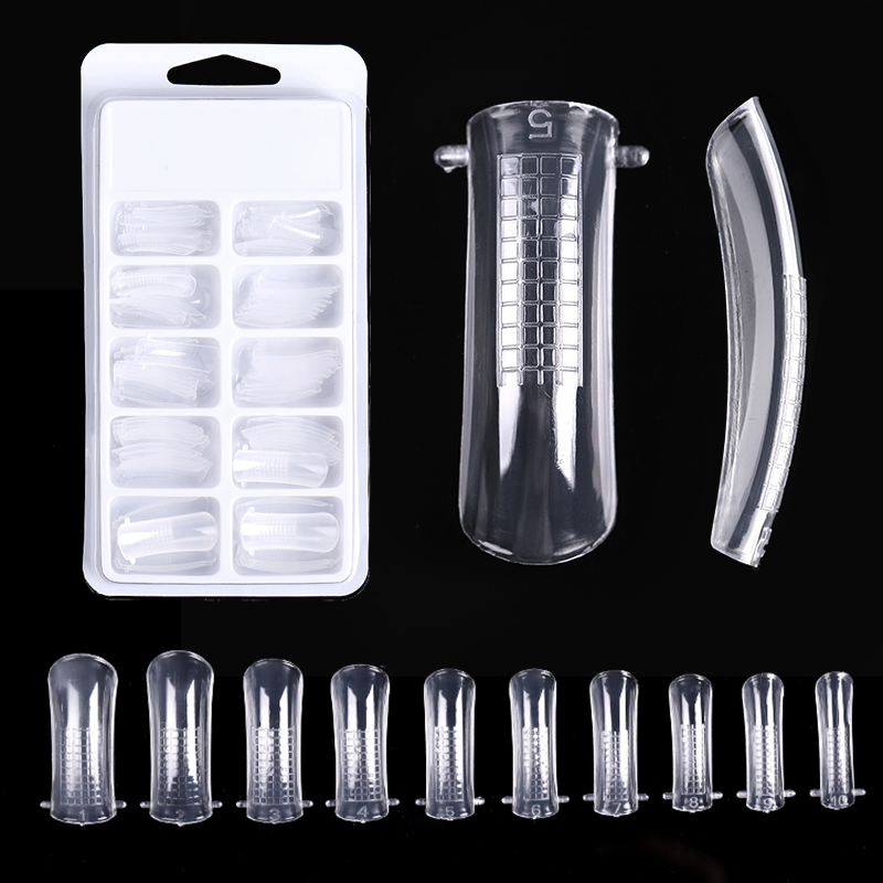 

100pcs/Box Quick Building Nail Mold Tips Nail Dual Forms Finger Extension Nail Art UV Extension Tool, Picture color