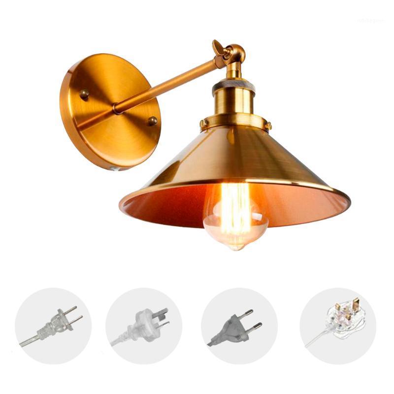 

Antique Brass Retro Style Wall Light (Plug-in or hardwire) For Living Room Bedroom Bulb Not Included1