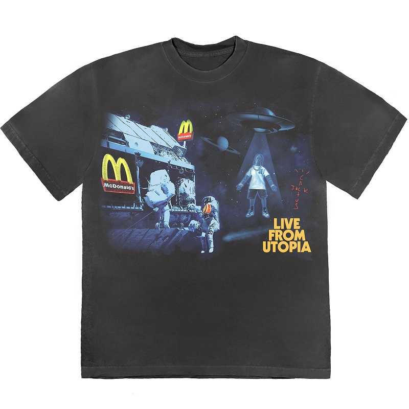 

21ss Spring Summer funny Hot Cactus Cosmodom Live From Utopia Snack Bar Collaborate Tee Skateboard Mens t shirt Women Street Casual Tshirt, White;black