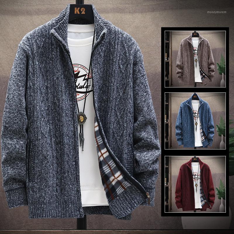 

New Products Sweater Mens Cardigan Korean-Style Trend Winter Coat Brushed And Thick Autumn Clothing Tops1, Blue
