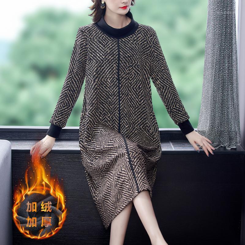 

Gray Casual 5XL Plus Size Plush Padded Warm Dress 2021 Auntumn Winter New Vintage Midi Dress Women Elegant Loose Party Vestidos1, As show