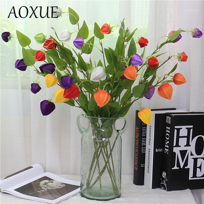 

AOXUE 90cm single simulation lantern flower fruit artificial silk flowers home hotel living room wedding decoration fake flower1, Orange