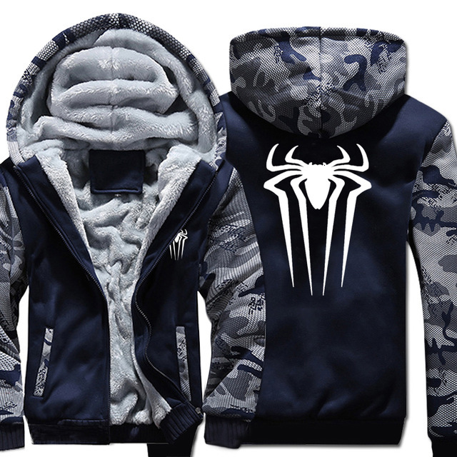 

2021 New Us Size for Mens Spider Design Camouflage Hoodie Warm Thicken Jacket Coat Sweatshirts Casual Yb6b