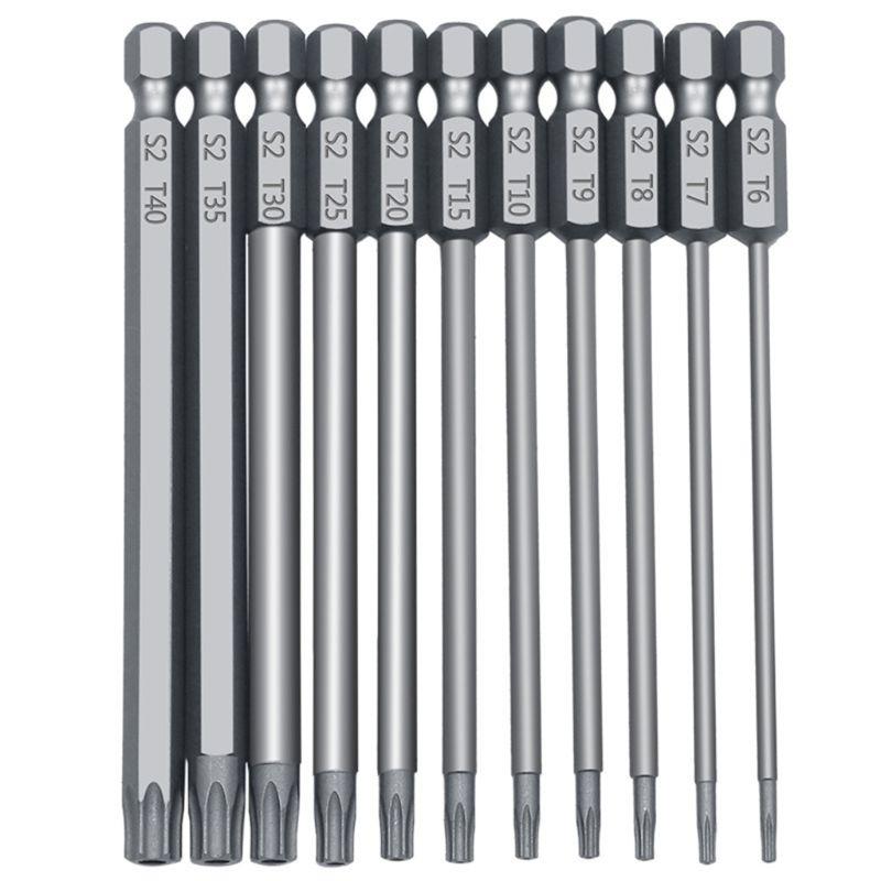 

11/12pcs Tamper Proof Security Drill Bit Set Torx Screwdriver Flat Head 1/4\" Hex H7ED
