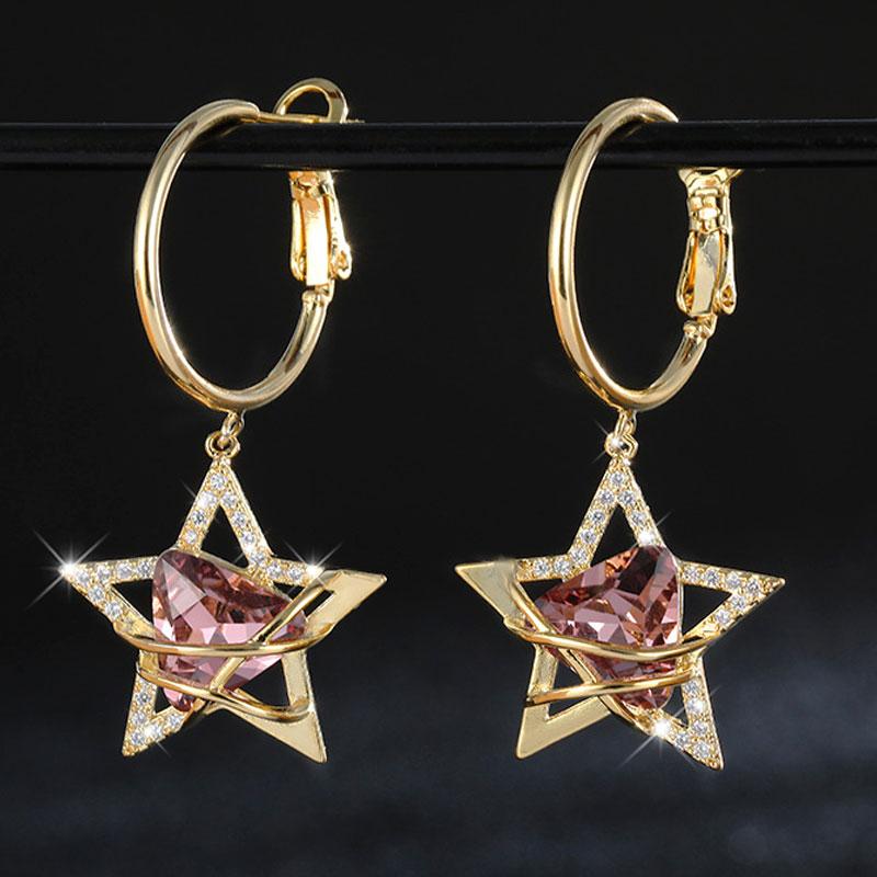 

Dangle & Chandelier Women Fashion Earrings Star Amethyst Luxury Accessories For Jewelry Hollow Out 925 Silver Needle Earring Valentine's Day