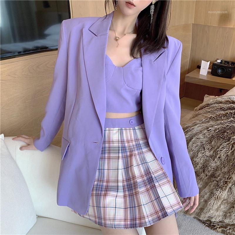 

2020 Purple Blazer Women Elegant Long Sleeve Single Button Long Coat Ladies Official Shrug Casual Blazer1
